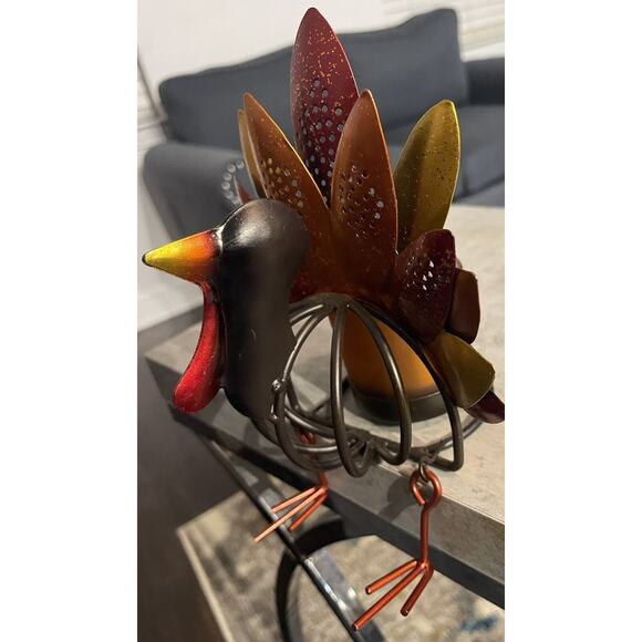 Turkey Shaped Rustic Metal Candle Tea Light Holder - Picture 6 of 12